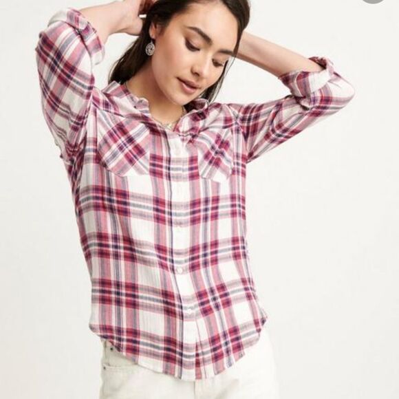 Lucky Brand Women's Plaid Button Down Shirt New - Picture 2 of 4